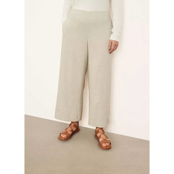NWT Vince Crop Wide Leg Linen Blend Pants Light Dove Women's Plus Size 24W 24 - Picture 5 of 11